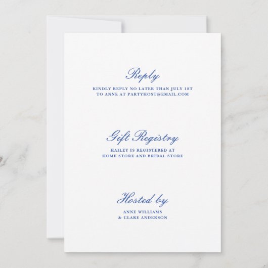  Blauw  Lijst Vrijgezellenfeest Kaart (Achterkant)