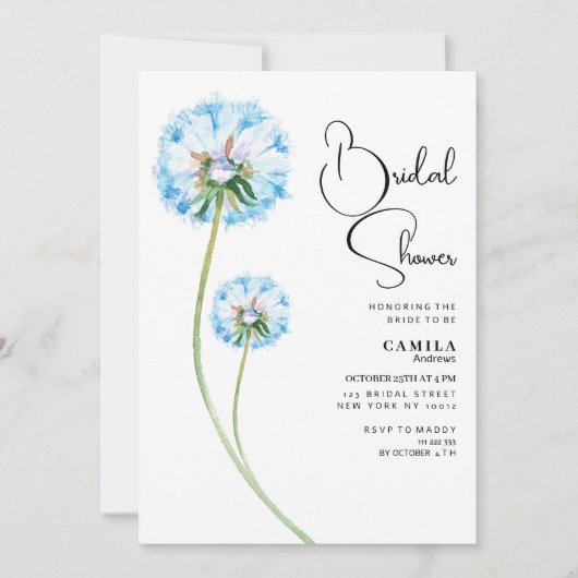 Blauw lila groene paardenbloem floral Vrijgezellen Kaart (Voorkant)