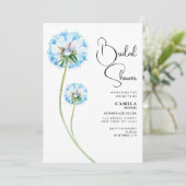 Blauw lila groene paardenbloem floral Vrijgezellen Kaart (Staand voorkant)