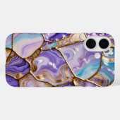 Blauw Lilac Marmer Hoestelcase Goud Luxe Case-Mate iPhone Case (Achterkant (horizontaal))