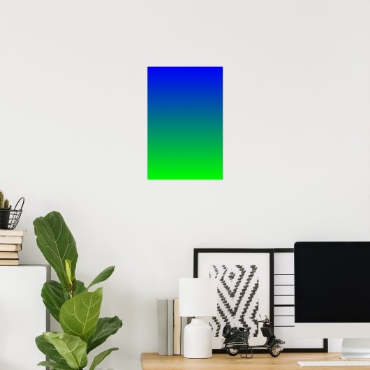 Blauw Lime Gradiënt Poster (Thuiskantoor)