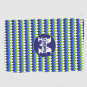 Blauw, Limegroen en Wit Argyleschrift met Monogram Golfhanddoek (Horizontaal)