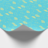 Blauw Limoen Afstuderen Hand getekend krabbelpatro Cadeaupapier (Hoek)