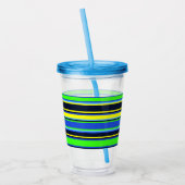 Blauw, Limoen en geel gestreepte acryltrommel Acryl Drinkbeker (Links)