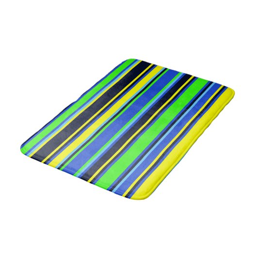 Blauw, Limoen en geel gestreepte badmat (Gekanteld)