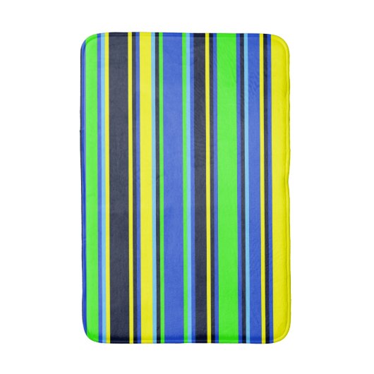 Blauw, Limoen en geel gestreepte badmat (Voorkant Verticaal)
