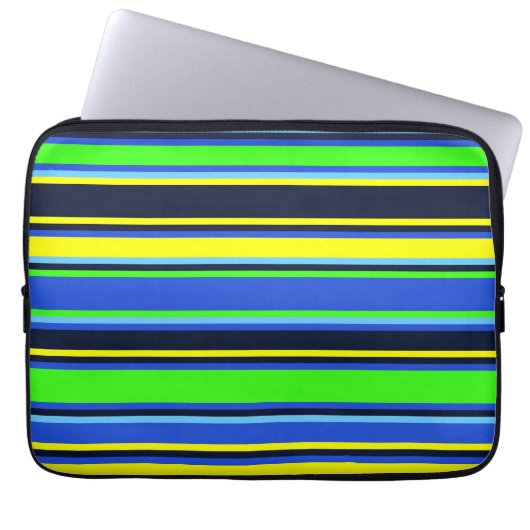 Blauw, Limoen en geel gestreepte elektronica tas (Voorkant)