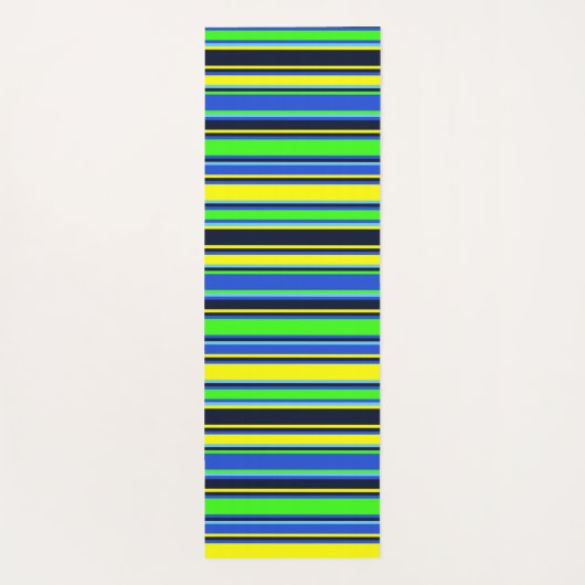 Blauw, Limoen en geel gestreepte yogamat (Achterkant)