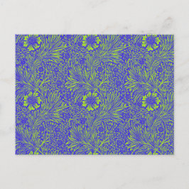   blauw limoengroen bloemmotief briefkaart