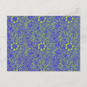   blauw limoengroen bloemmotief briefkaart