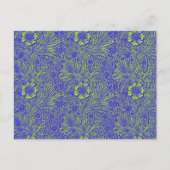   blauw limoengroen bloemmotief briefkaart (Voorkant)