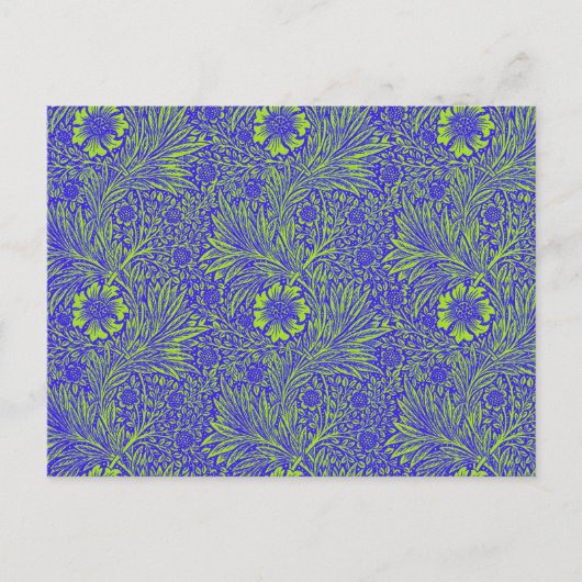   blauw limoengroen bloemmotief briefkaart (Voorkant)