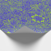   blauw limoengroen bloemmotief cadeaupapier (Hoek)