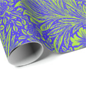   blauw limoengroen bloemmotief cadeaupapier (Rol Hoek)