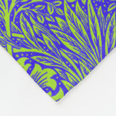   blauw limoengroen bloemmotief fleece deken (Hoek)