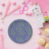   blauw limoengroen bloemmotief papieren bordje (Feest)