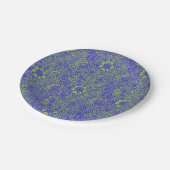   blauw limoengroen bloemmotief papieren bordje (Gekanteld)