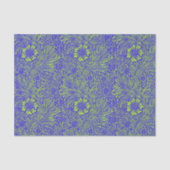 blauw limoengroen bloemmotief tissuepapier (Voorkant)