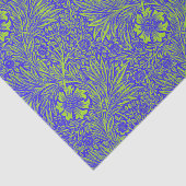 blauw limoengroen bloemmotief tissuepapier (Detail)