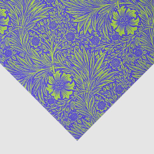   blauw limoengroen bloemmotief tissuepapier (Detail)