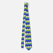 Blauw, limoengroen en wit argyle stropdas (Achterkant)