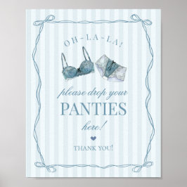 Blauw lingerie vrijgezellenfeest ondergoed teken poster
