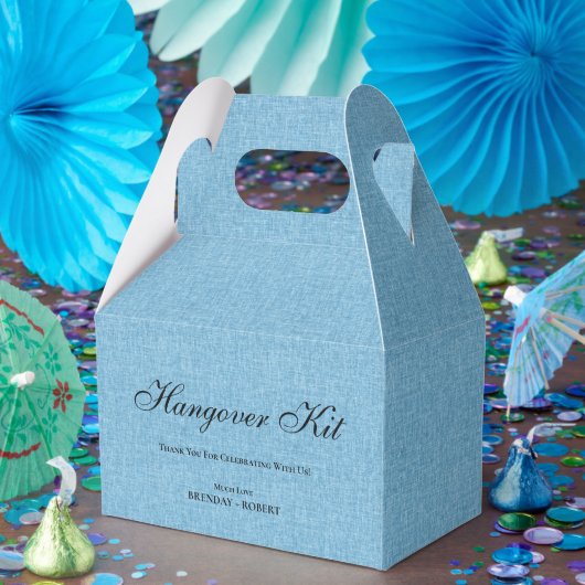 Blauw linnen Simple Script kater herstelkit Bedankdoosjes (Feest)