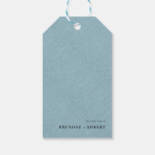 Blauw linnen Simple Script Welkom Trouwcadeau Tag Cadeaulabel (Achterkant)