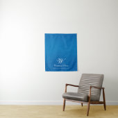 Blauw linnen tafelkleed banner script voor zakelij wandkleed (In situ)