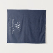 Blauw linnen tafelkleed banner script wandkleed (Voorkant (horizontaal))