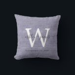 Blauw Linnen Witte Monogram Trouwherinnering Kussen<br><div class="desc">Elegante trouwherinnering blauwe geweven linnen effect kussen met uw tekst in donkergrijze chic handgeschreven kalligrafie. Voeg eenvoudig uw namen, monogram en trouwdatum toe. Geweldig cadeau voor een pasgetrouwd stel. Exclusief ontworpen voor u door Happy Dolphin Studio. Als u hulp nodig heeft of bijpassende producten, neem dan contact met ons op...</div>