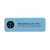 Blauw Linnen Zwart Justice Logo Etiket (Voorkant)