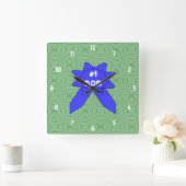 Blauw lint #1 Mam Veranderlijke Textured Backgroun Vierkante Klok (Huis)