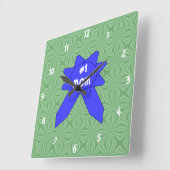 Blauw lint #1 Mam Veranderlijke Textured Backgroun Vierkante Klok (Hoek)