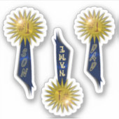 Blauw lint #1 Papa #1 Zoon Sticker (Voorkant)