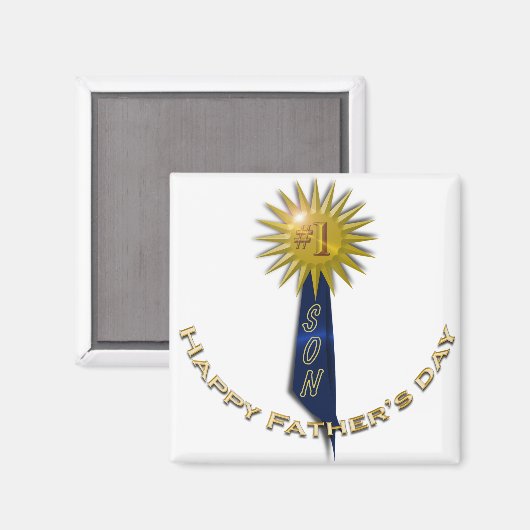 Blauw lint #1 Vaderdag naar zoon Magneet (Voorkant / Achterkant)