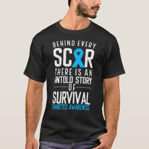 Blauw lint achter elke scar Survivor Diabetes Aw T-shirt
