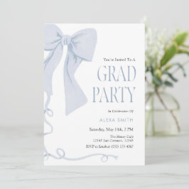 Blauw lint afstudeerfeest Preppy Klassieker Kaart