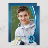 Blauw lint Afstudeerfoto Aankondiging (Voorkant / Achterkant)