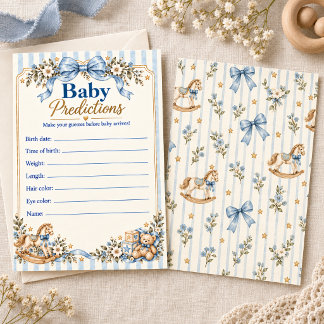 Blauw lint antieke schommelpaard baby voorspelling kaart