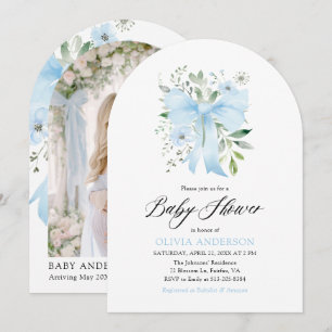 Blauw lint baby in bloei bloemige jongens baby sho kaart