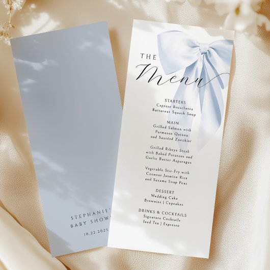 Blauw lint baby shower menu