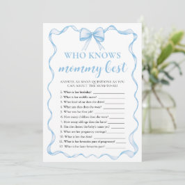 Blauw lint baby shower wie kent mama het beste spe kaart