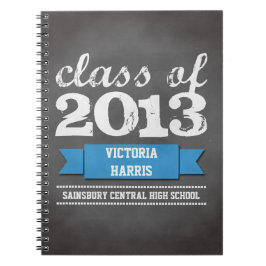 Blauw lint banner krijtbord afstudeerstudent notitieboek