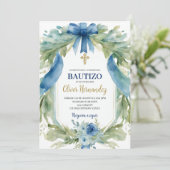 Blauw lint Bautizo Spaans Kaart (Staand voorkant)
