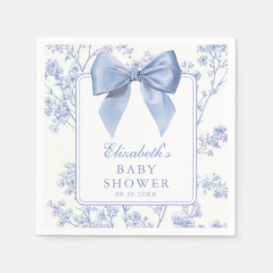 Blauw lint bloemen baby shower vintage servet