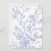 Blauw lint bloemendoop vintage kaart (Achterkant)