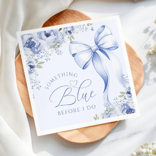 Blauw lint bloemige bruidsfeestservet van papier servet