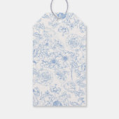 Blauw lint bloemige trouwcadeautjes cadeaulabel (Achterkant)