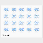 Blauw lint boog dank u stickers voor baby shower (Vel)